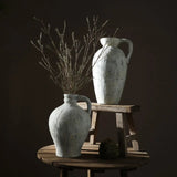 Handmade Distressed Ceramic Vase Rustic Farmhouse Crackle Glaze Centerpiece