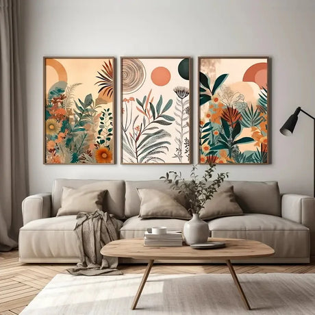 3-Piece Boho Floral Canvas Wall Art Posters for Bedroom Decor
