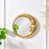 Gold Resin Round Decorative Hanging Mirror Meniscus Wall Pendant