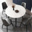 Modern Round Marble Top Dining Table for 4 with Metal Legs