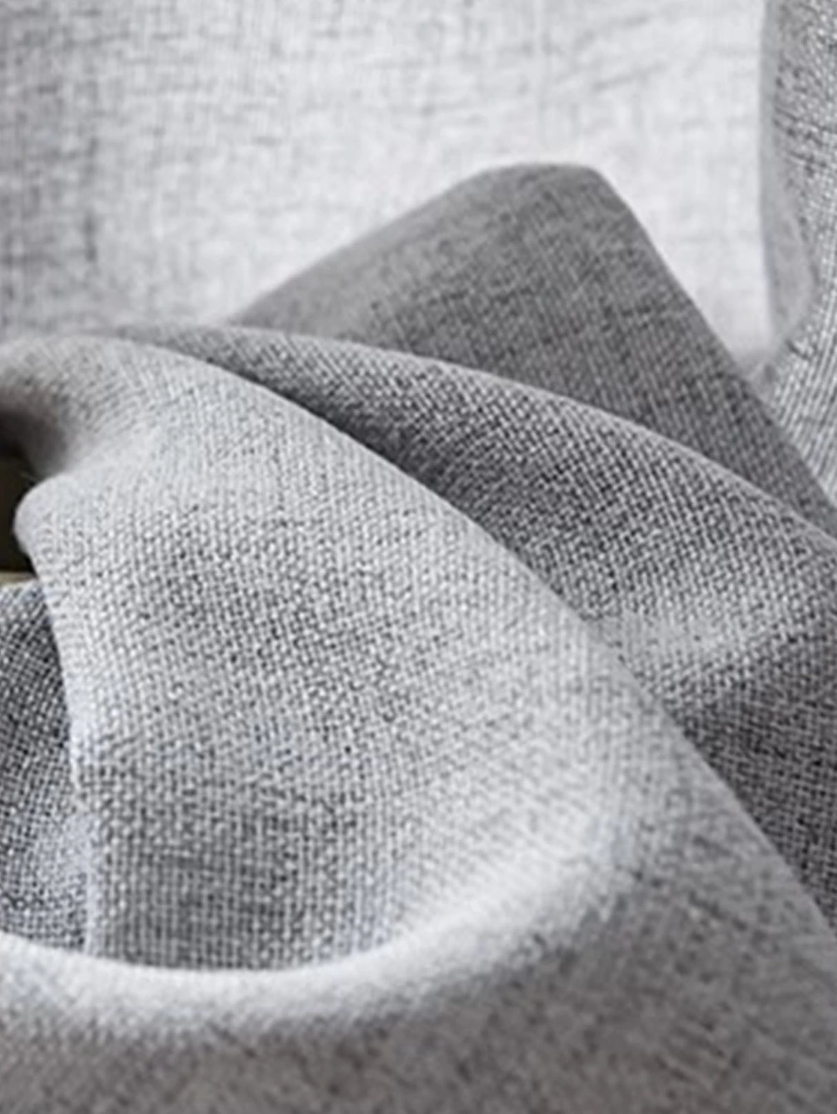 Grey Linen-Feel Semi-Sheer Voile Curtains 100% Polyester Rod-Pocket Panels