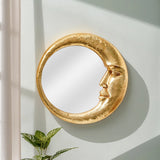 Gold Resin Round Decorative Hanging Mirror Meniscus Wall Pendant