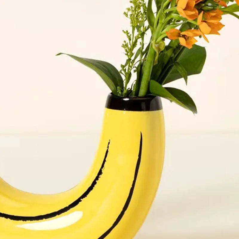 Whimsical Resin Banana Vase Decorative Tabletop Flower Pot Sculpture