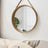 Perforation-Free Round Wall Mirror with Thick Wood Frame Leather Strap