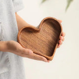 Walnut Heart Shaped Wooden Dessert Plate Tray for Candy