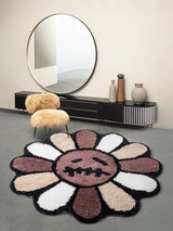 Smiling Flower Tufted Round Rug Soft Anti-Slip Mat