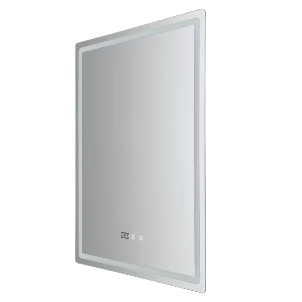 LED Bathroom Mirror with Lights – Wall-Mounted Smart Vanity Mirror with Anti-Fog, Time & Temperature Display