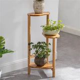 3-Tier Bamboo Corner Plant Stand Space-Saving Indoor Outdoor Display