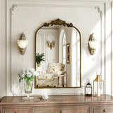 Vintage Arch Vanity Wall Mirror with Bronze Frame 26x38 Inch