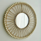 Handwoven Macrame Round Mirror with Hemp Rope Boho Charm