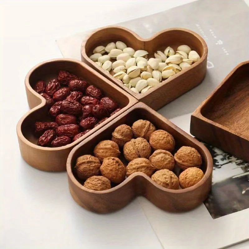 Walnut Heart Shaped Wooden Dessert Plate Tray for Candy
