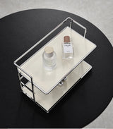 Double‑Layer Desktop Storage Rack with Acrylic Cup & Cosmetic Organizer