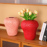 Cute Strawberry Ceramic Vase Kids Room Decorative Flower Pot