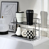 Double‑Layer Desktop Storage Rack with Acrylic Cup & Cosmetic Organizer