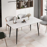 High Gloss Marble Rectangular Dining Table with Metal Frame