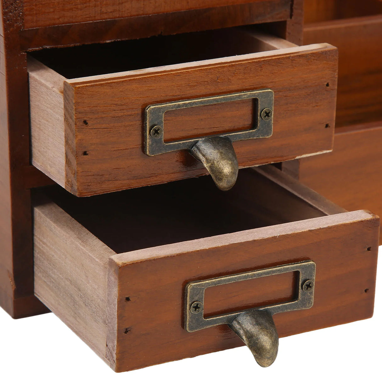 Antique Retro Wooden Desk Organizer with Drawers and Compartments