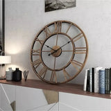 Large 40cm Metal Roman Numeral Silent Wall Clock Rustic