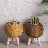 Nordic Rattan Woven Plant Pot with Removable Legs Stand