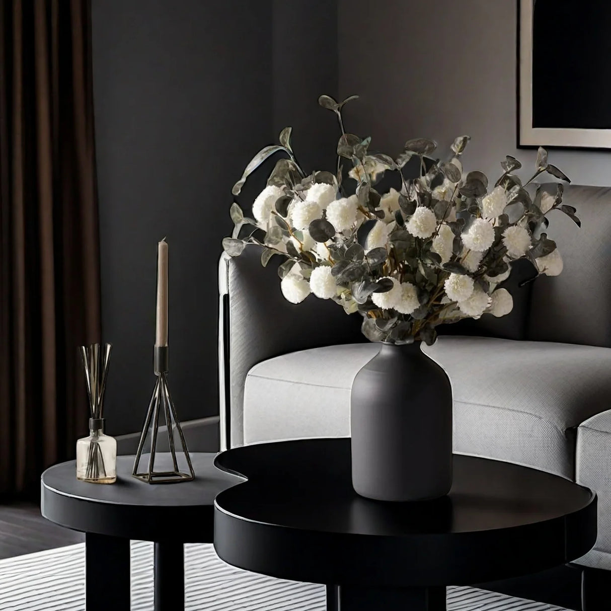 Matte Black Metal Decorative Vase for Dried Flowers Home Wedding