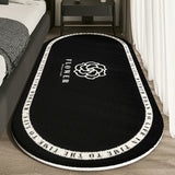 VIKAMA Cashmere Imitation Non-Slip Washable Oval Bedroom Living Rug