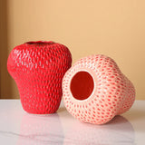 Cute Strawberry Ceramic Vase Kids Room Decorative Flower Pot