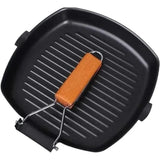 Foldable Portable Carbon Steel Frying Pan with Wooden Handle