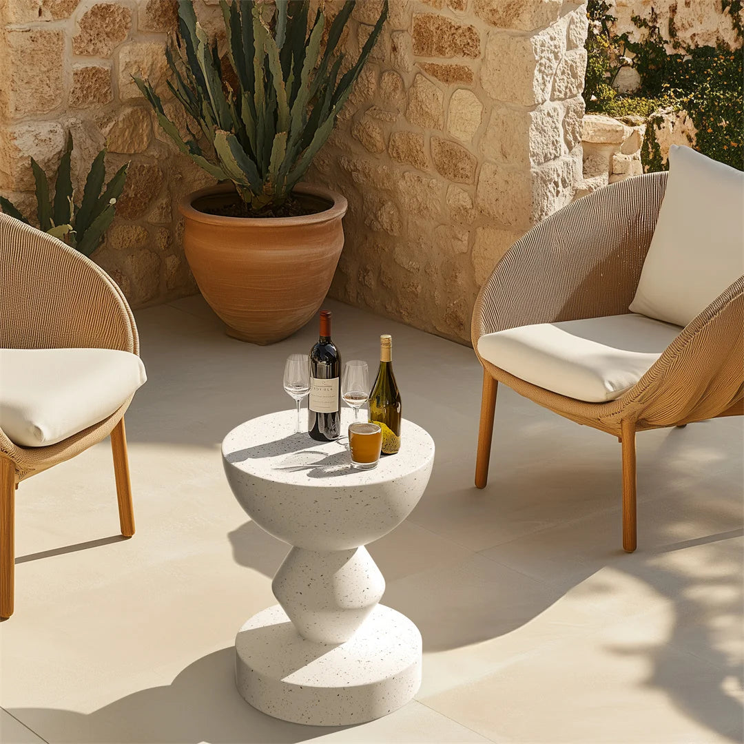 Lightweight Concrete Oval Side Table Stool Modern Minimalist Accent