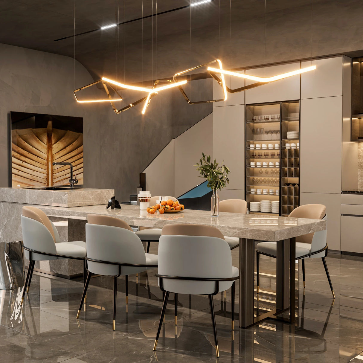 LUVODI Two-Tone Microfiber Leather Dining Chairs with Gold Legs