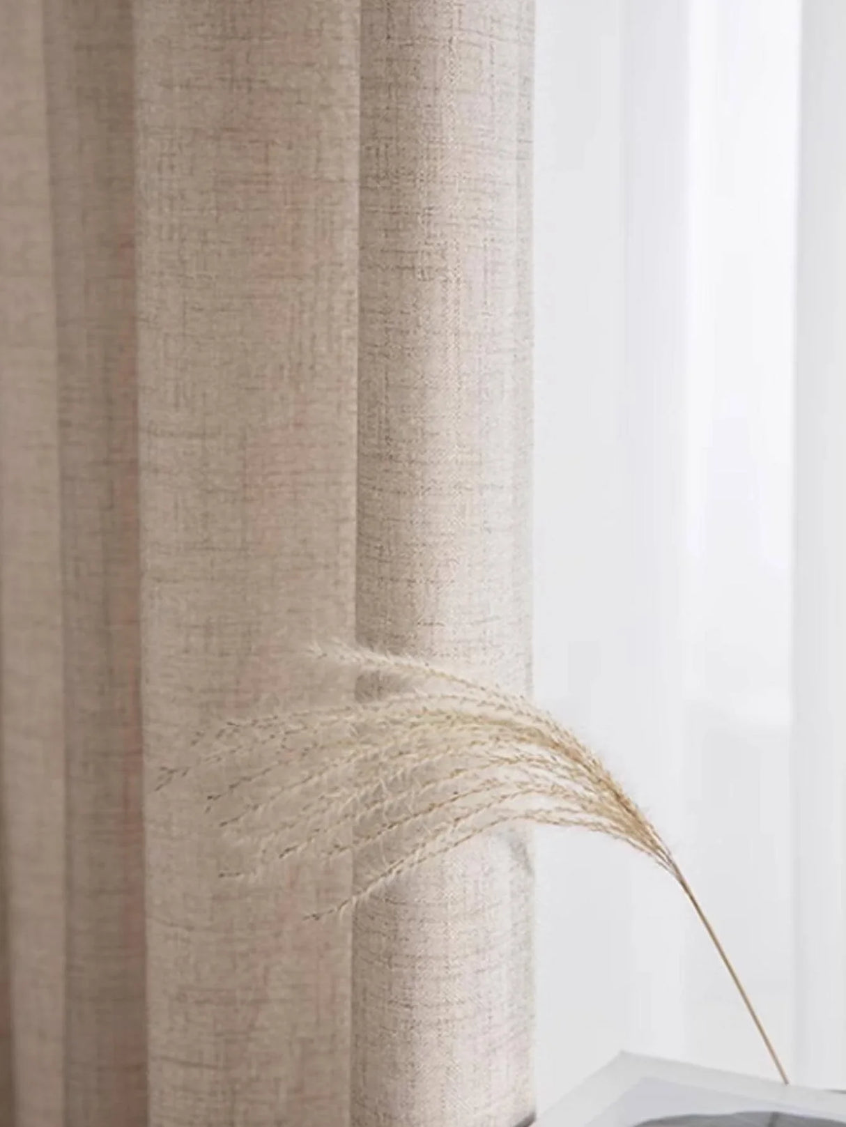 Japanese Cotton-Linen Semi-Shade Grommet Curtains for Bedroom Windows