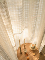 Japanese Linen-Cotton Beige Sheer Blackout Curtain Panel Bedroom