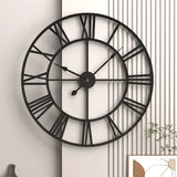 Large 40cm Metal Roman Numeral Silent Wall Clock Rustic