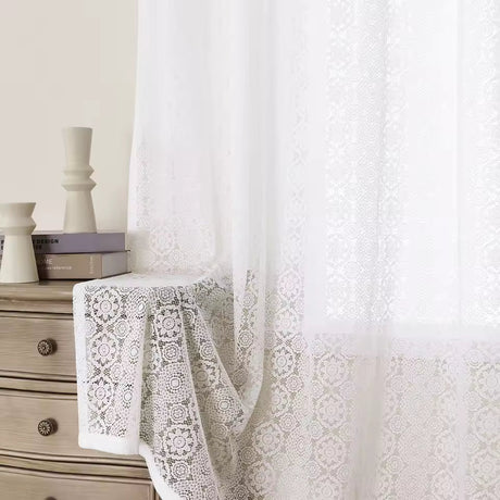 Lace Curtains - Fine-Woven Floral Design for Romantic Outdoor Light Filtering