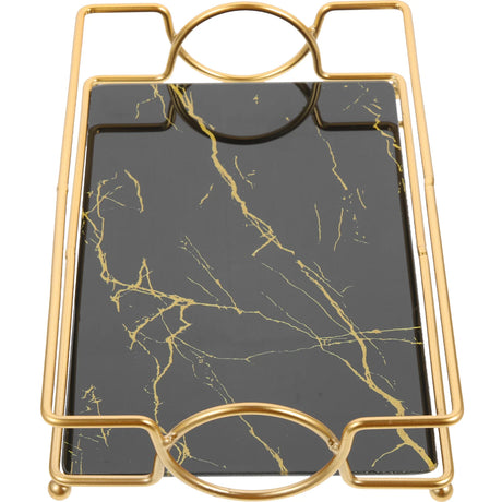 Glass Vanity Tray with Iron Frame Countertop Makeup Organizer