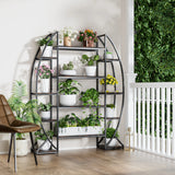 Large 5-Tier Industrial Metal and Wood Plant Stand Shelf
