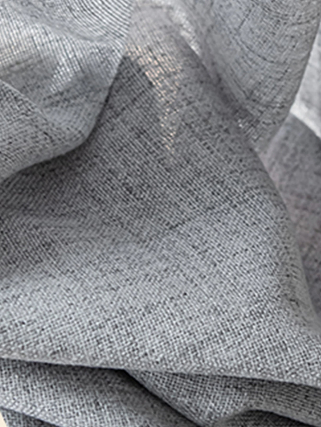 Grey Linen-Feel Semi-Sheer Voile Curtains 100% Polyester Rod-Pocket Panels