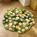 Daisy Tufted Moss Bathroom Mat Soft Anti-Slip Waterproof Meadow Rug