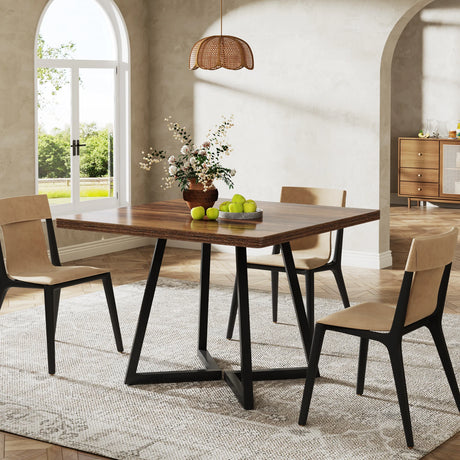 Tribesigns Rustic Industrial Square Dining Table for Four