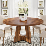 Tribesigns 47in Round Farmhouse Dining Table for 4 People