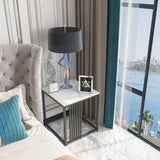 Sintered Stone Marble Top Modern Square Metal Frame End Table