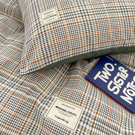 Nordic Plaid Cotton-Blend Duvet Cover Bedding Set Soft Brushed Comfort