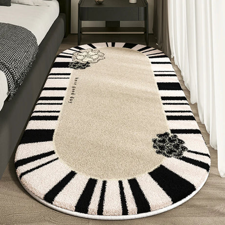 VIKAMA Cashmere Imitation Non-Slip Washable Oval Bedroom Living Rug
