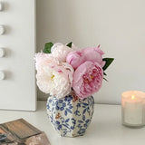 Blue White Porcelain Ceramic Vase Hand-Painted Floral Home Decor