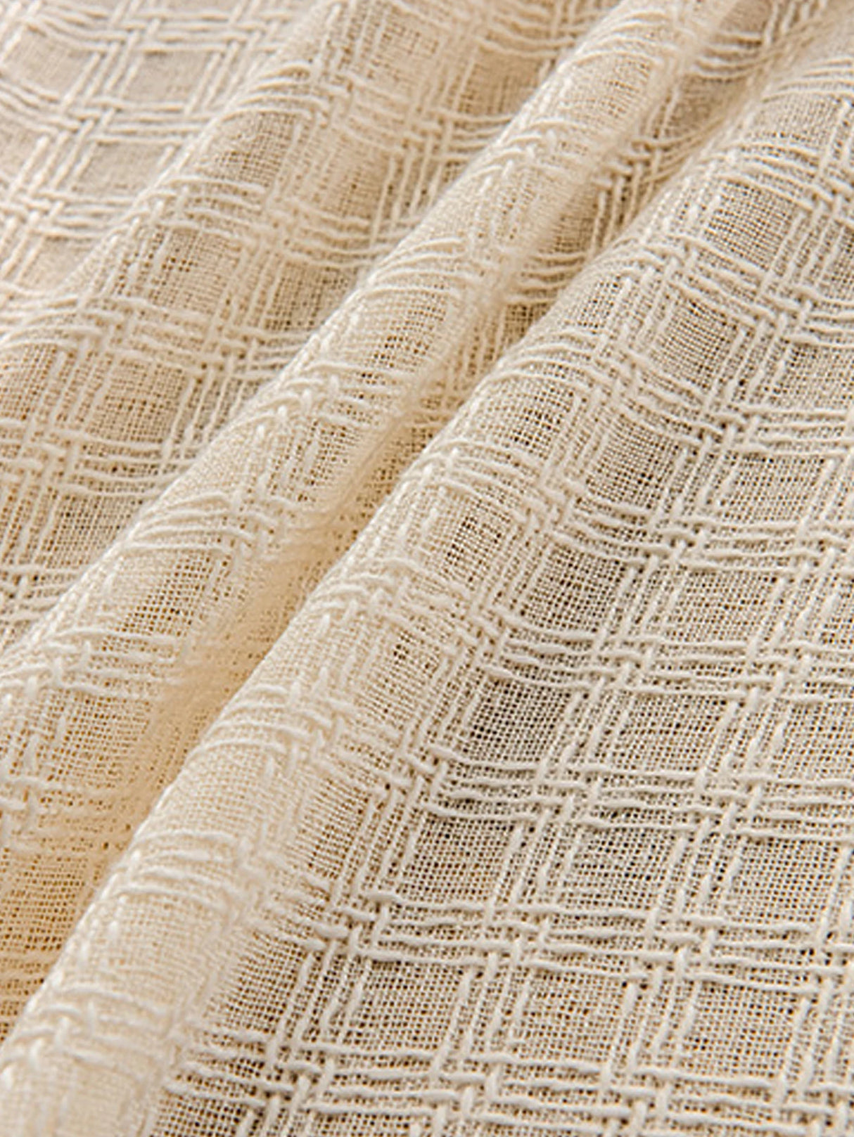 Japanese Linen-Cotton Beige Sheer Blackout Curtain Panel Bedroom