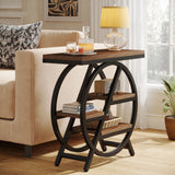 Tribesigns 3-Tier Rustic Brown Side Table with Geometric Metal Frame