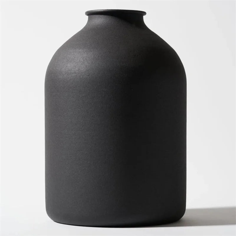Matte Black Metal Decorative Vase for Dried Flowers Home Wedding