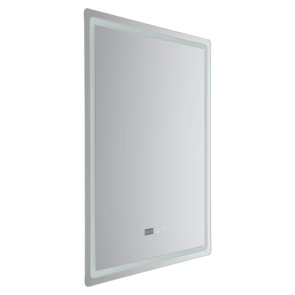 LED Bathroom Mirror with Lights – Wall-Mounted Smart Vanity Mirror with Anti-Fog, Time & Temperature Display