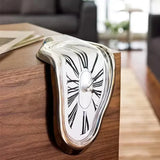 Surreal Melting Wall Clock – Silver Dali‑Inspired Shelf Décor