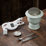 Celadon Ceramic High-Temp Electric Incense Burner with Timer 110V