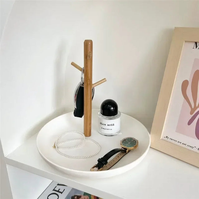 Nordic Bamboo Branch Storage Tray Desktop Key Jewelry Holder Frame