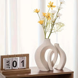 Nordic Hollow Ceramic Vase Set of 2 for Modern Shelves